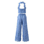 Blue Blossom Embroidered Set