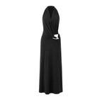 Black Silver-Buckle Elegant Dress
