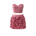 Pink Jewel-Detailed Top & Mini Skirt Ensemble