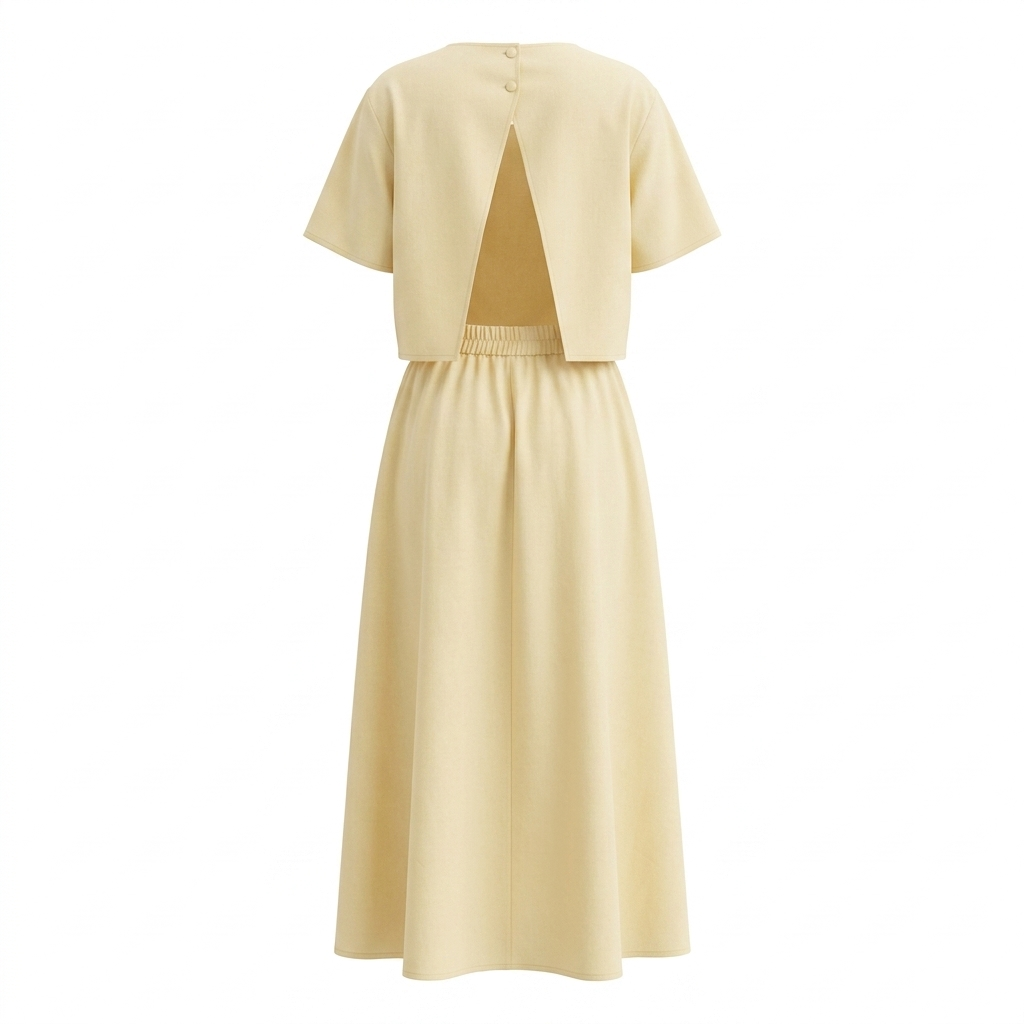 Two-Piece Set Cream Top and Long Skirt