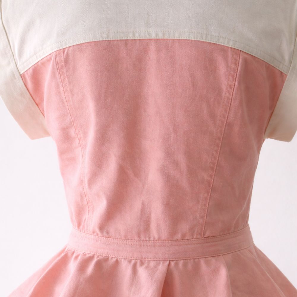 White & Salmon Cinched Crop Blouse