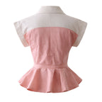 White & Salmon Cinched Crop Blouse