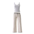 Modern Pearl White & Navy Detailed Jeans