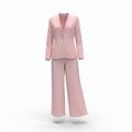 Pink Long-Sleeved Blazer and Pants Suit