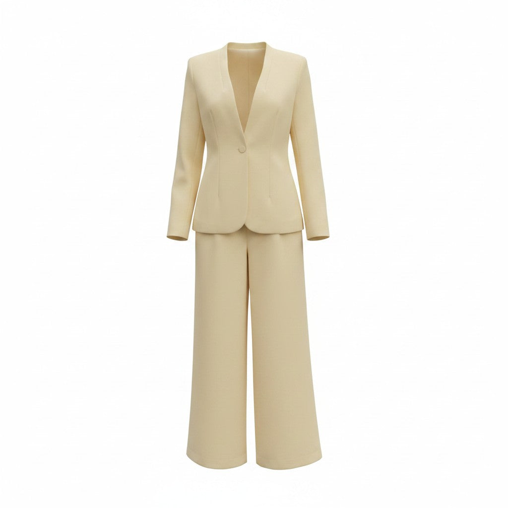 Yellow Long-Sleeved Blazer and Pants Suit