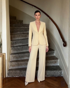 Yellow Long-Sleeved Blazer and Pants Suit