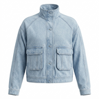 Denim Fashion High-Neck Jacket