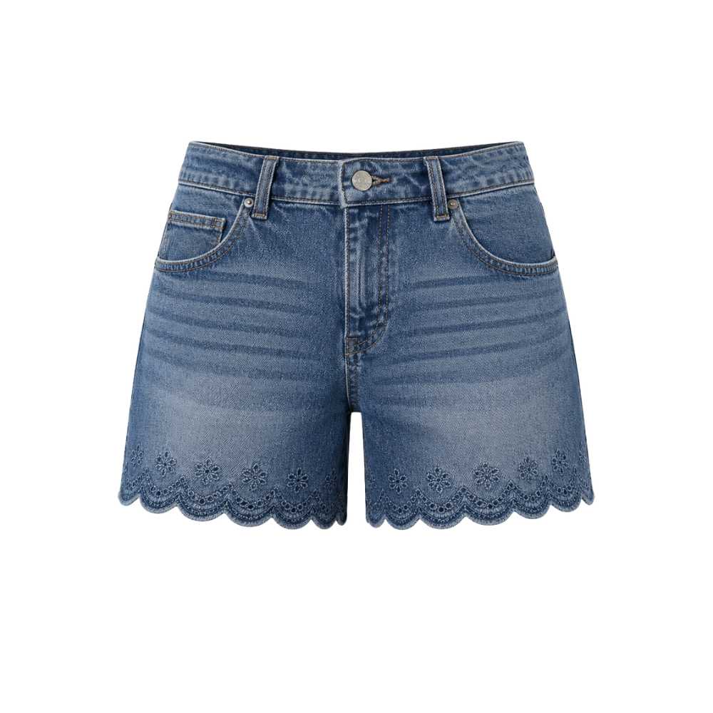 Pantalones cortos florales de mezclilla azul para primavera