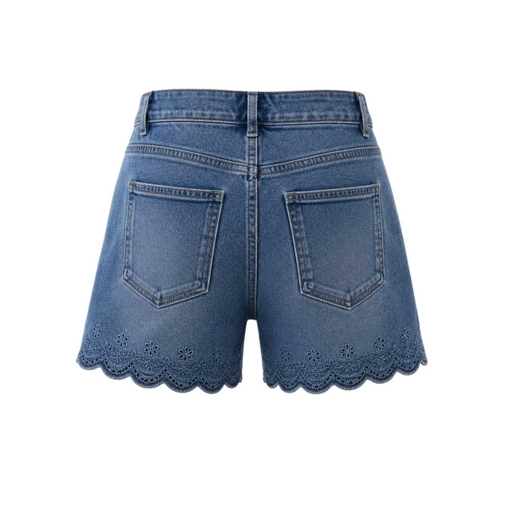 Blue Denim Spring Floral Shorts