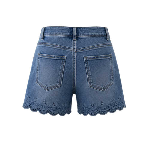 Pantalones cortos florales de mezclilla azul para primavera