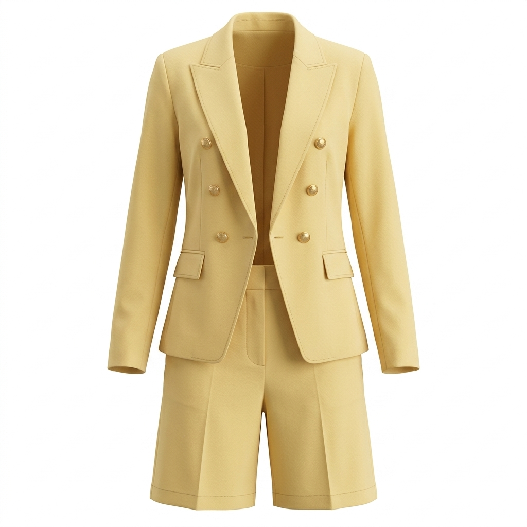 Yellow Casual-Formal Blazer and Shorts