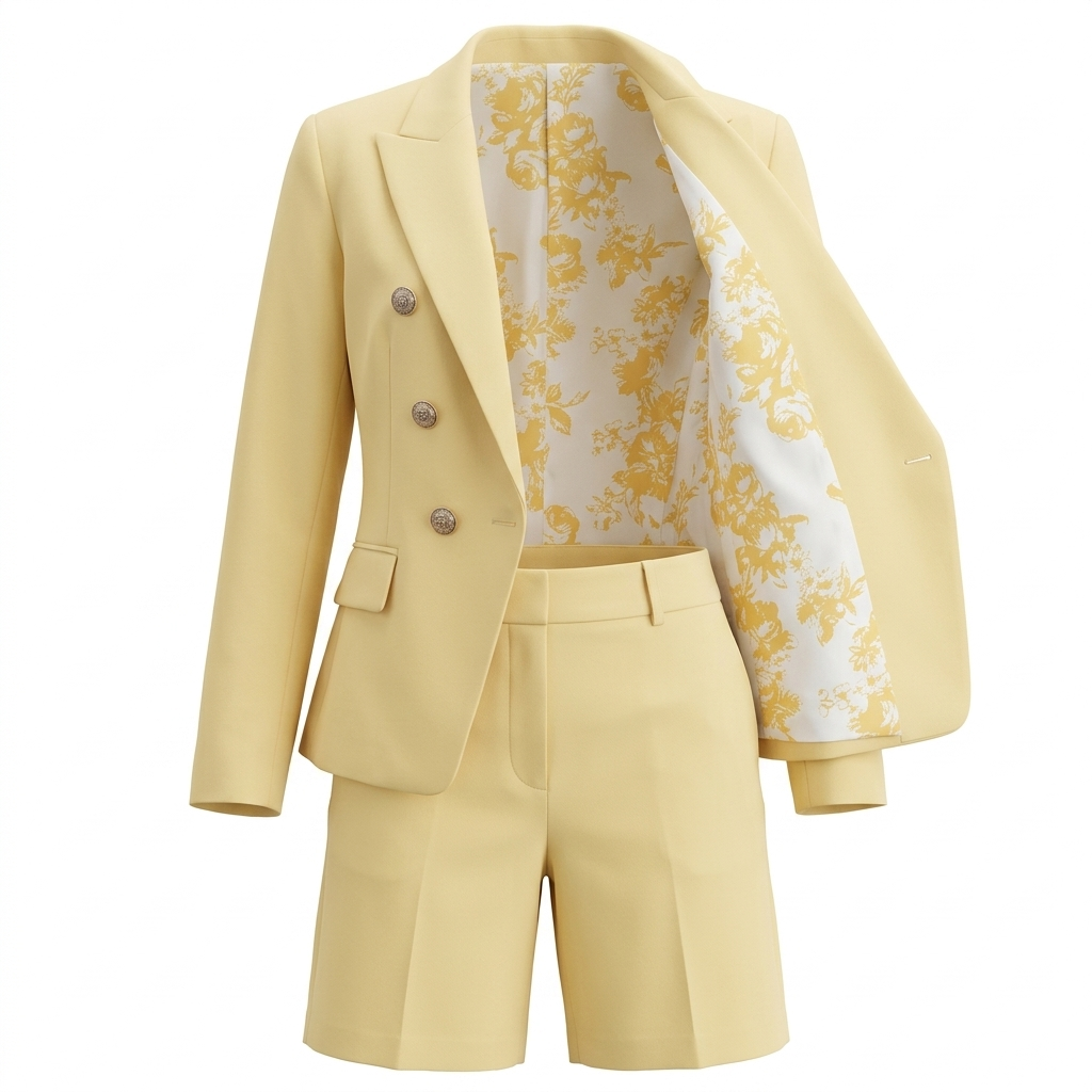 Yellow Casual-Formal Blazer and Shorts