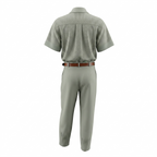 Olive Two-Piece Set with Pants, Blouse, and Belt