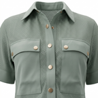 Olive Two-Piece Set with Pants, Blouse, and Belt