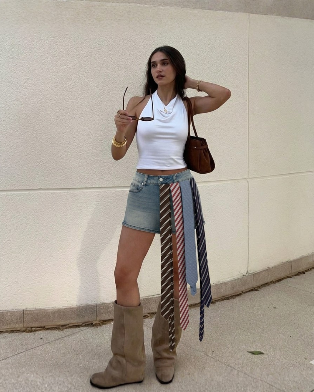 Short Denim Tie Shorts