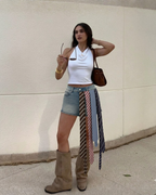 Short Denim Tie Shorts