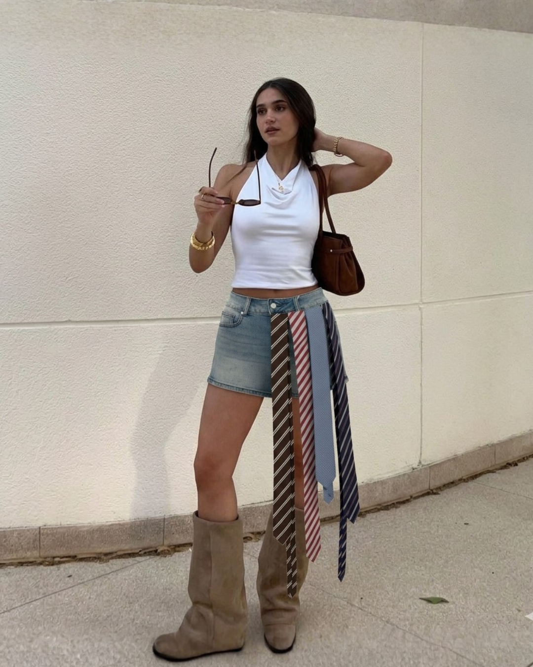 Short Denim Tie Shorts