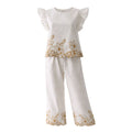 Signature White & Golden Floral Linen Set Two-Pieces