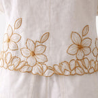 Signature White & Golden Floral Linen Set Two-Pieces