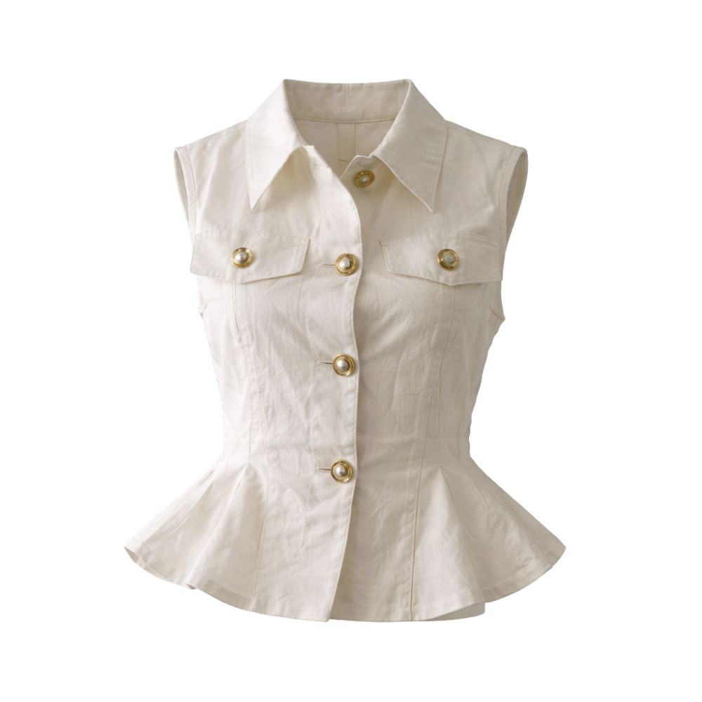 Pearl White Cinched Crop Blouse