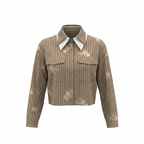 Brown Striped Long-Sleeve Blouse